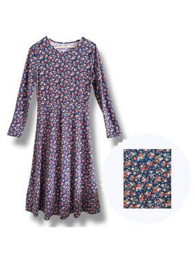 Emery Rose Long‑Sleeve Floral Dress Navy Size L